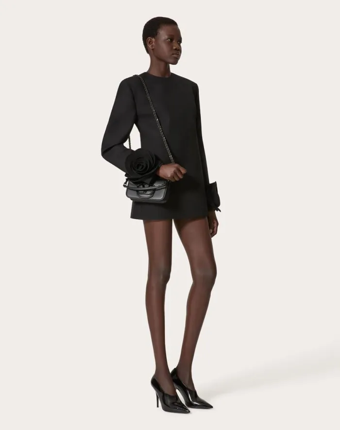 Valentino Dresses Woman Short Dress In Double Compact Drill For Woman In Black Black Valentino Dresses Woman Short Dress In Double Compact Drill For Woman In Black Black