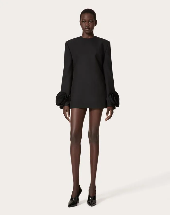 Valentino Dresses Woman Short Dress In Double Compact Drill For Woman In Black Black Valentino Dresses Woman Short Dress In Double Compact Drill For Woman In Black Black