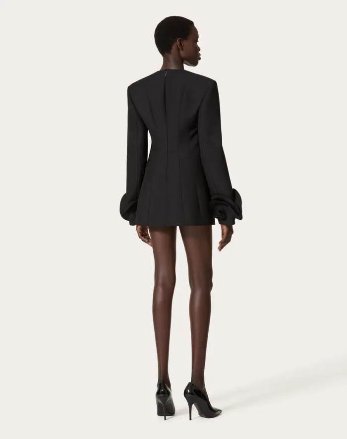 Valentino Dresses Woman Short Dress In Double Compact Drill For Woman In Black Black Valentino Dresses Woman Short Dress In Double Compact Drill For Woman In Black Black