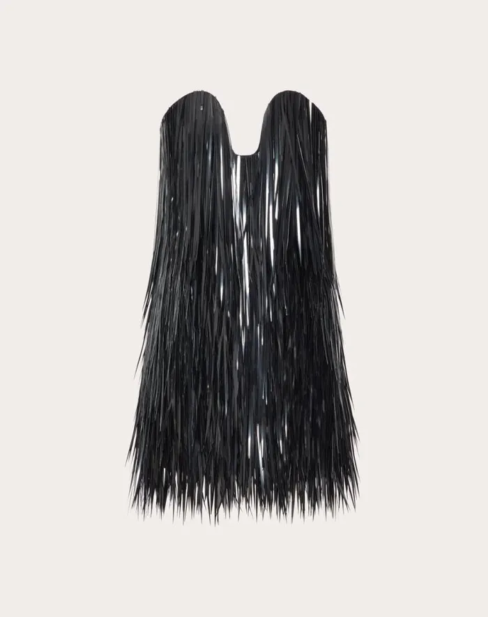 Valentino Dresses Woman Short Embroidered Organza Dress For Woman In Black Black