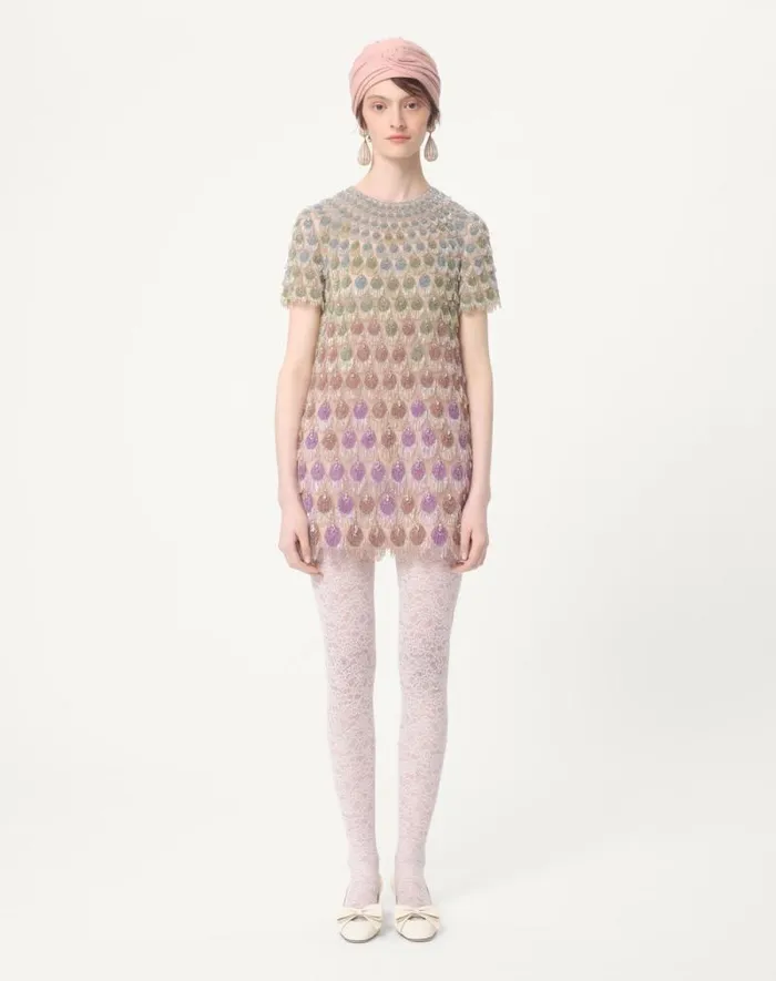 Valentino Dresses Woman Short Embroidered Organza Dress For Woman In Poudremulticolour Poudremulticolour Valentino Dresses Woman Short Embroidered Organza Dress For Woman In Poudremulticolour Poudremulticolour