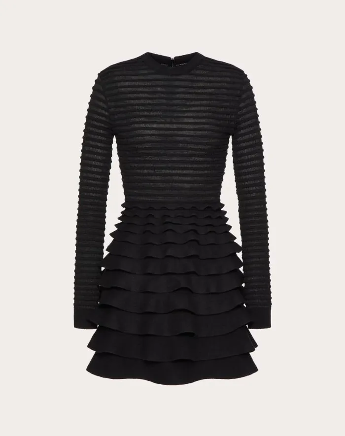 Valentino Dresses Woman Short Viscose And Wool Dress For Woman In Black Black