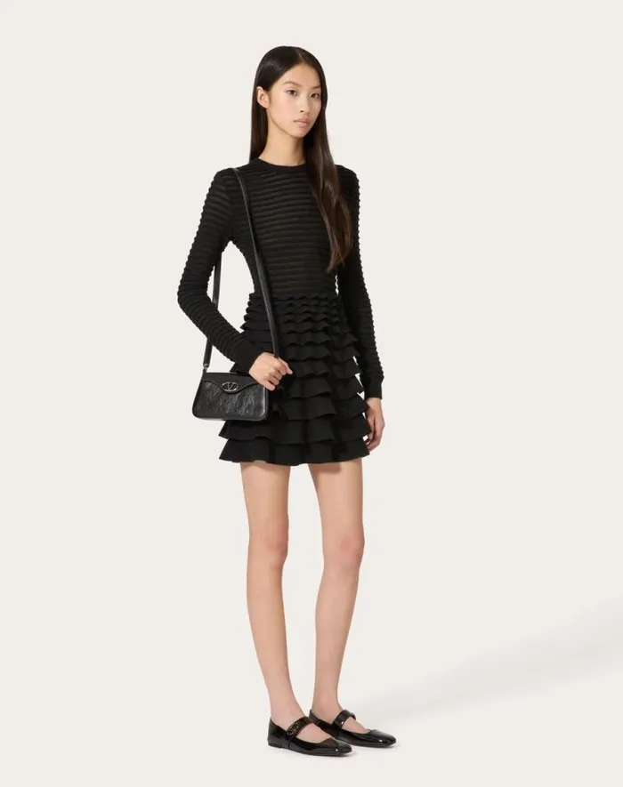 Valentino Dresses Woman Short Viscose And Wool Dress For Woman In Black Black Valentino Dresses Woman Short Viscose And Wool Dress For Woman In Black Black