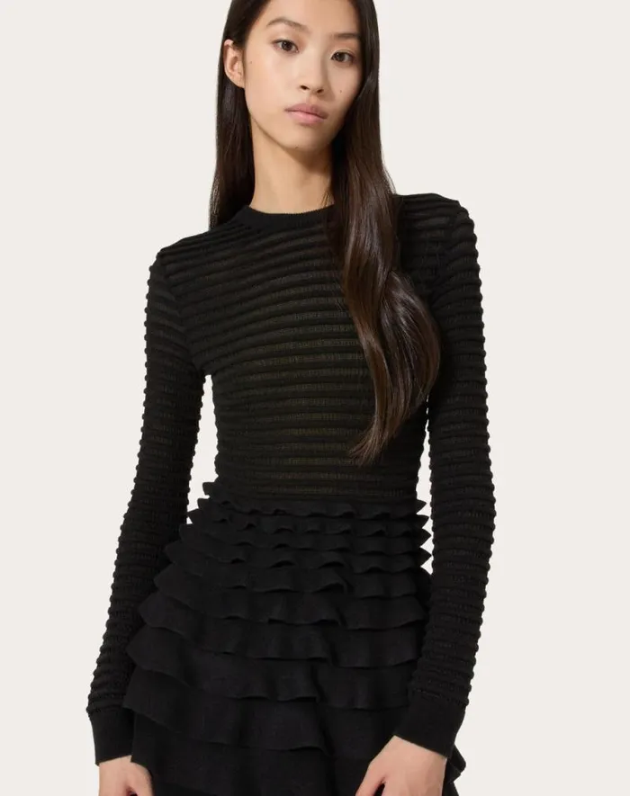 Valentino Dresses Woman Short Viscose And Wool Dress For Woman In Black Black Valentino Dresses Woman Short Viscose And Wool Dress For Woman In Black Black