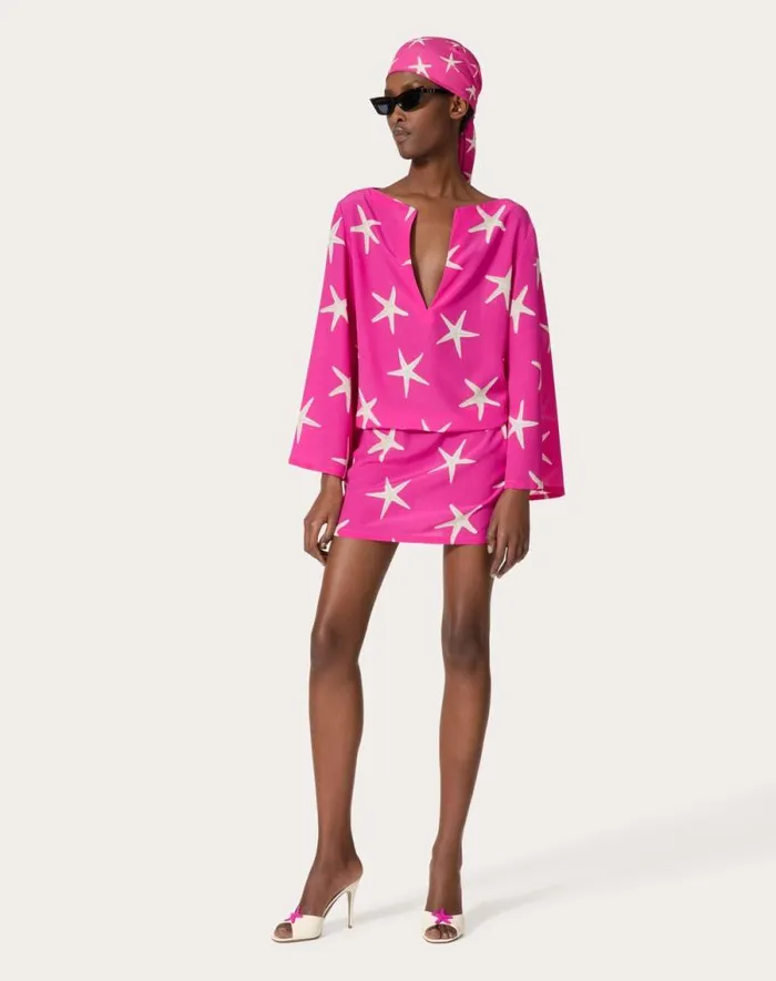 Valentino Dresses Woman Starfish Crepe De Chine Short Dress For Woman In Ivorypink Pp Ivorypink Pp Valentino Dresses Woman Starfish Crepe De Chine Short Dress For Woman In Ivorypink Pp Ivorypink Pp