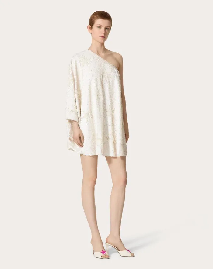 Valentino Dresses Woman Tulle Illusione Embroidered Short Dress For Woman In Ivory Ivory Valentino Dresses Woman Tulle Illusione Embroidered Short Dress For Woman In Ivory Ivory