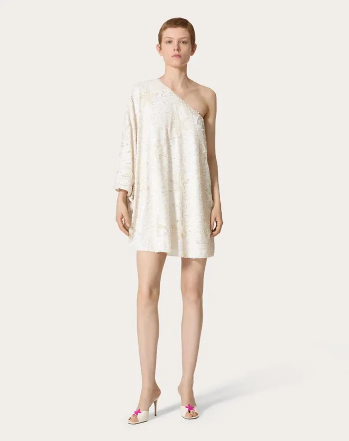 Valentino Dresses Woman Tulle Illusione Embroidered Short Dress For Woman In Ivory Ivory Valentino Dresses Woman Tulle Illusione Embroidered Short Dress For Woman In Ivory Ivory