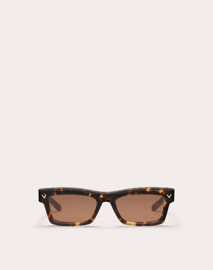 Valentino Eyewear WomanMan Vsharp Rectangular Acetate Frame In Brown Brown