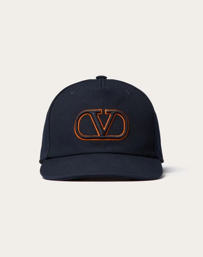 Valentino Hats And Gloves Man Vlogo Signature Cotton Baseball Cap With Vlogo Embroidery For Man In Navyorange Navyorange Valentino Hats And Gloves Man Vlogo Signature Cotton Baseball Cap With Vlogo Embroidery For Man In Navyorange Navyorange