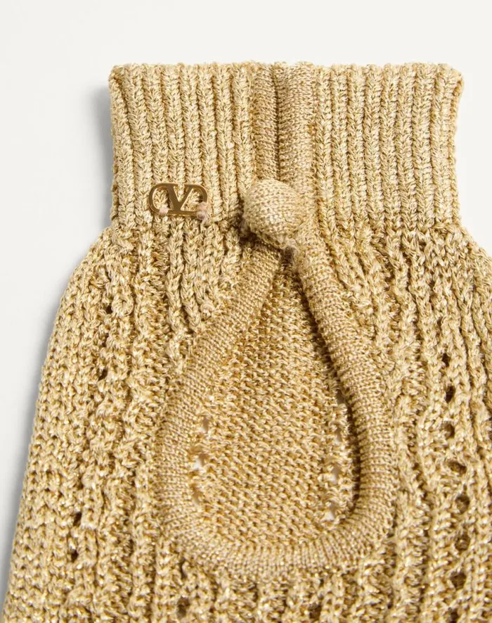 Valentino Hats And Gloves Woman Fingerless Knitted Gloves In Lurex For Woman In Gold Gold Valentino Hats And Gloves Woman Fingerless Knitted Gloves In Lurex For Woman In Gold Gold