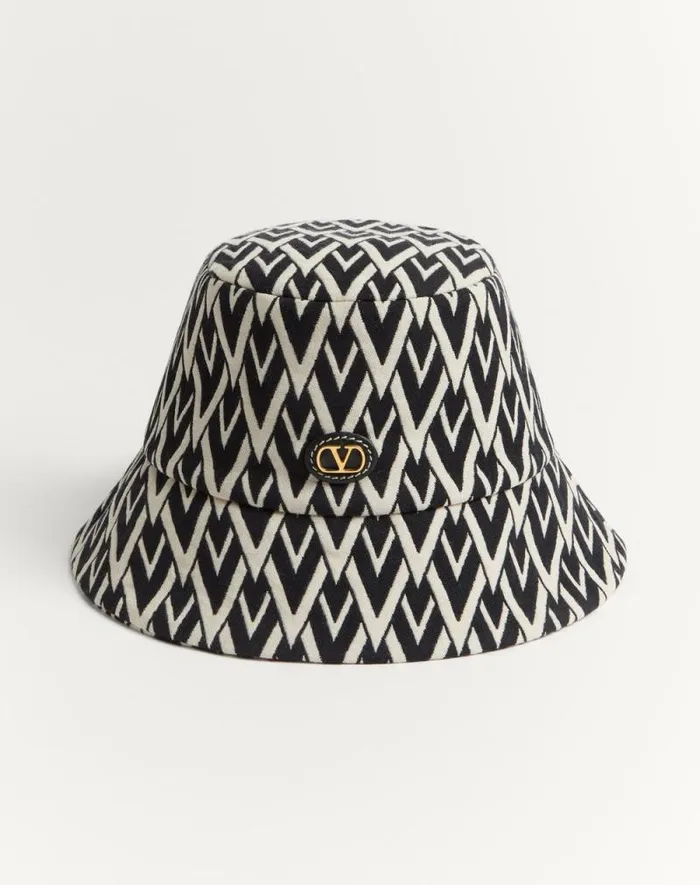 Valentino Hats And Gloves WomanMan Bucket Hat Toute La V In Wool For Woman In Blackcream Blackcream Valentino Hats And Gloves WomanMan Bucket Hat Toute La V In Wool For Woman In Blackcream Blackcream