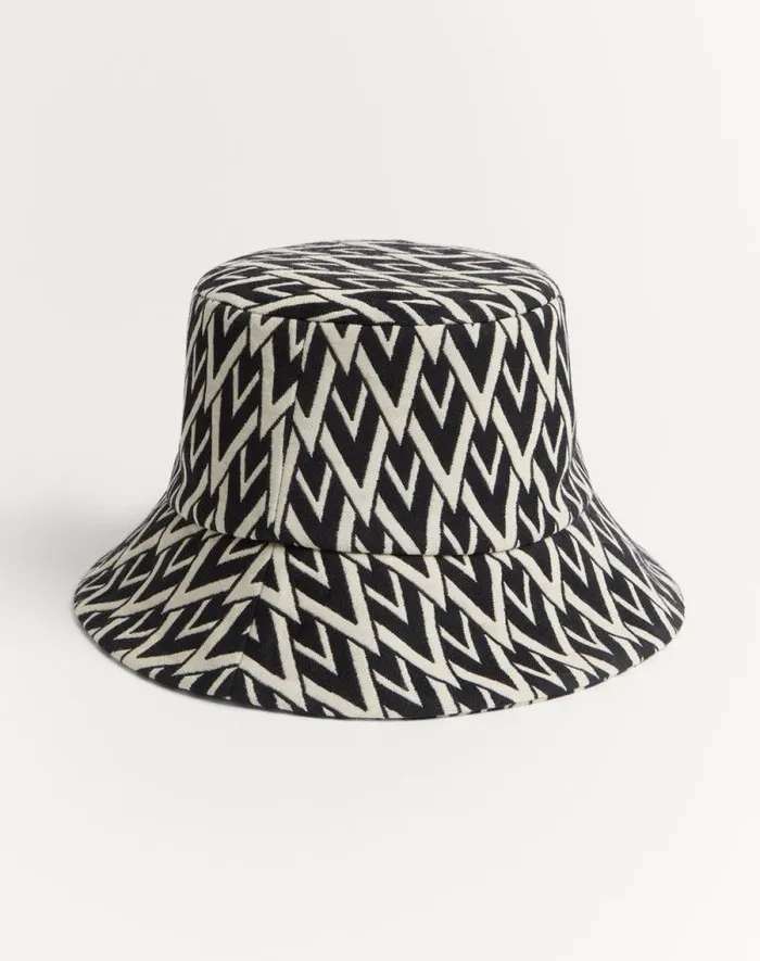 Valentino Hats And Gloves WomanMan Bucket Hat Toute La V In Wool For Woman In Blackcream Blackcream Valentino Hats And Gloves WomanMan Bucket Hat Toute La V In Wool For Woman In Blackcream Blackcream