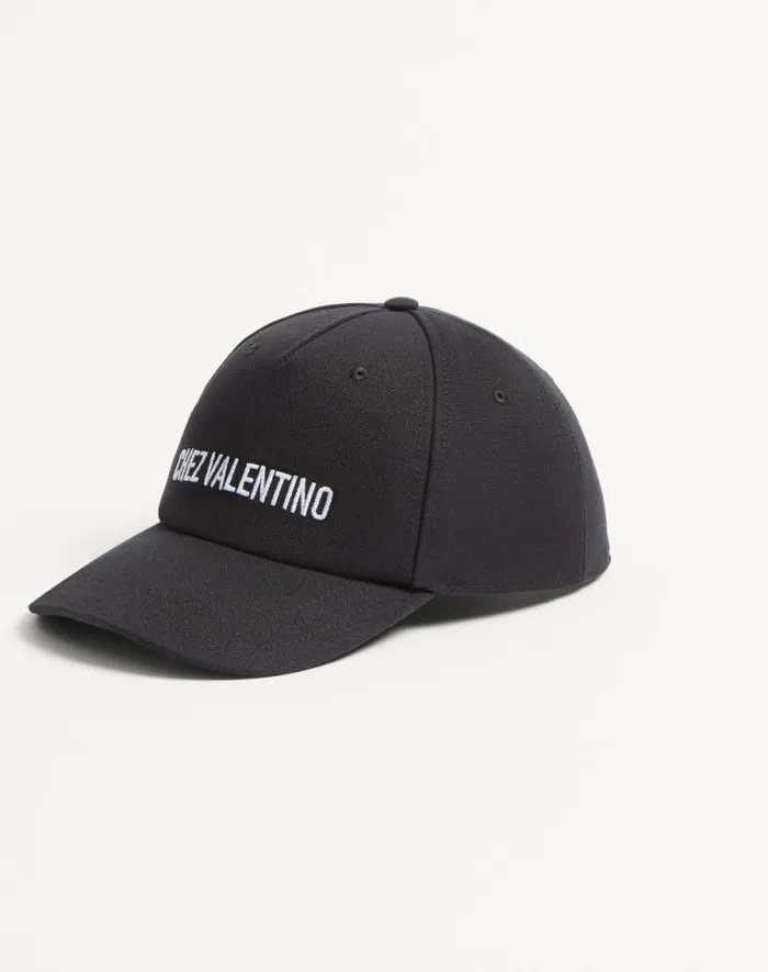 Valentino Hats And Gloves WomanMan Chez Valentino Cotton Baseball Cap With Embroidery For Man In Blackivory Blackivory Valentino Hats And Gloves WomanMan Chez Valentino Cotton Baseball Cap With Embroidery For Man In Blackivory Blackivory