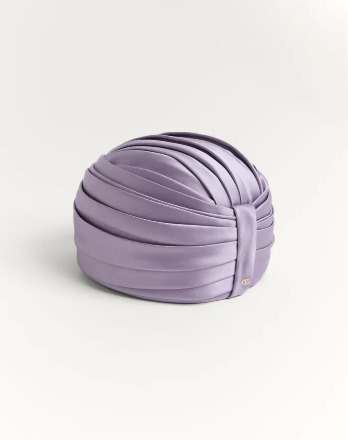 Valentino Hats And Gloves Woman Rigid Silk Turban For Woman In Bluegold Bluegold Valentino Hats And Gloves Woman Rigid Silk Turban For Woman In Bluegold Bluegold