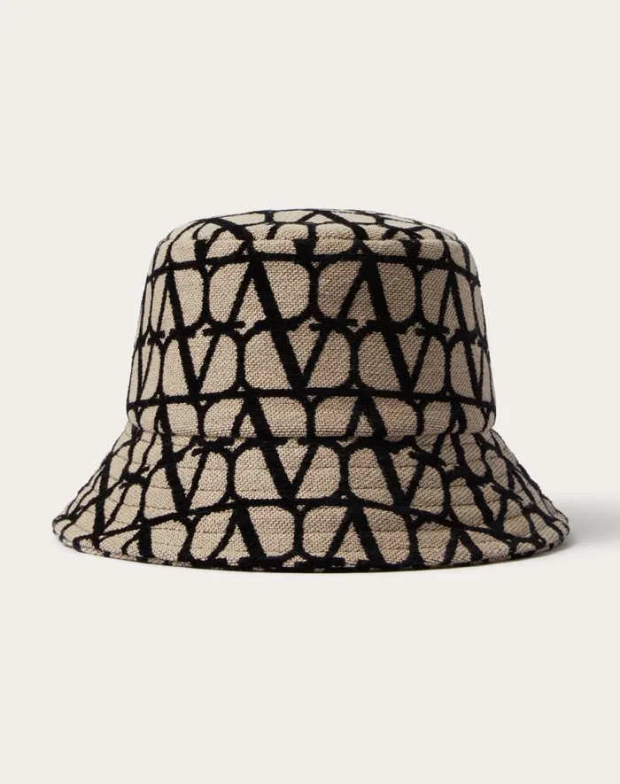Valentino Hats And Gloves Woman Toile Iconographe Bucket Hat For Woman In Beigeblack Beigeblack Valentino Hats And Gloves Woman Toile Iconographe Bucket Hat For Woman In Beigeblack Beigeblack