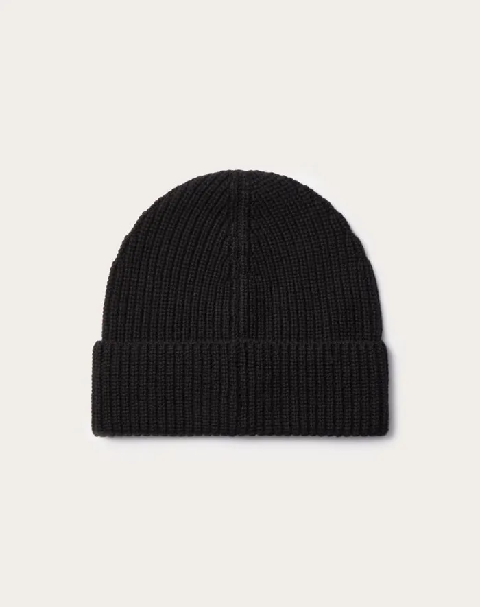 Valentino Hats And Gloves Woman Valentino Cashmere Beanie For Woman In Black Black Valentino Hats And Gloves Woman Valentino Cashmere Beanie For Woman In Black Black