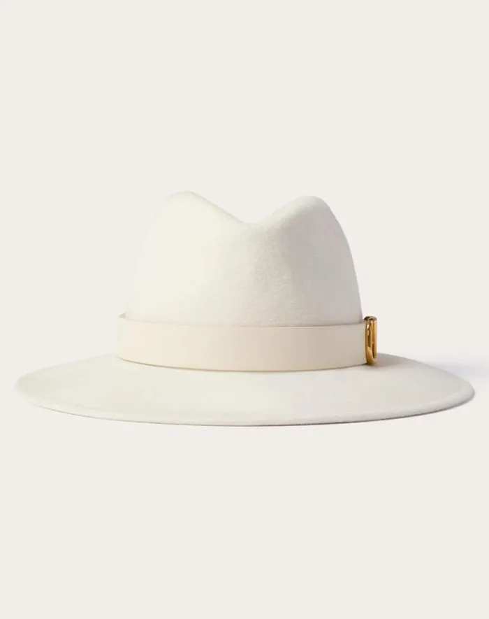 Valentino Hats And Gloves Woman Vlogo Signature Fedora Hat For Woman In Ivory Ivory Valentino Hats And Gloves Woman Vlogo Signature Fedora Hat For Woman In Ivory Ivory