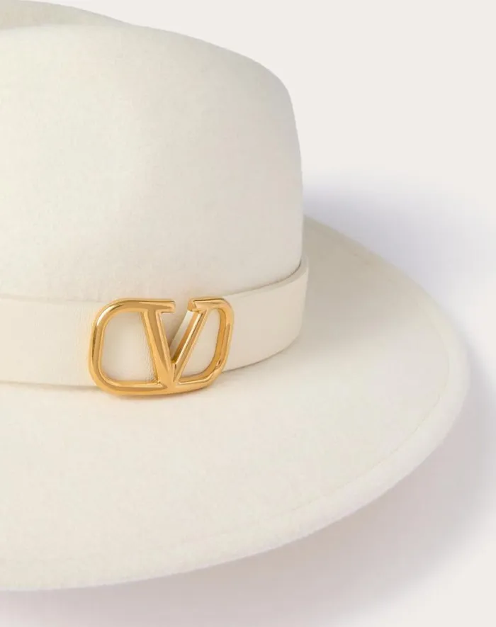 Valentino Hats And Gloves Woman Vlogo Signature Fedora Hat For Woman In Ivory Ivory Valentino Hats And Gloves Woman Vlogo Signature Fedora Hat For Woman In Ivory Ivory