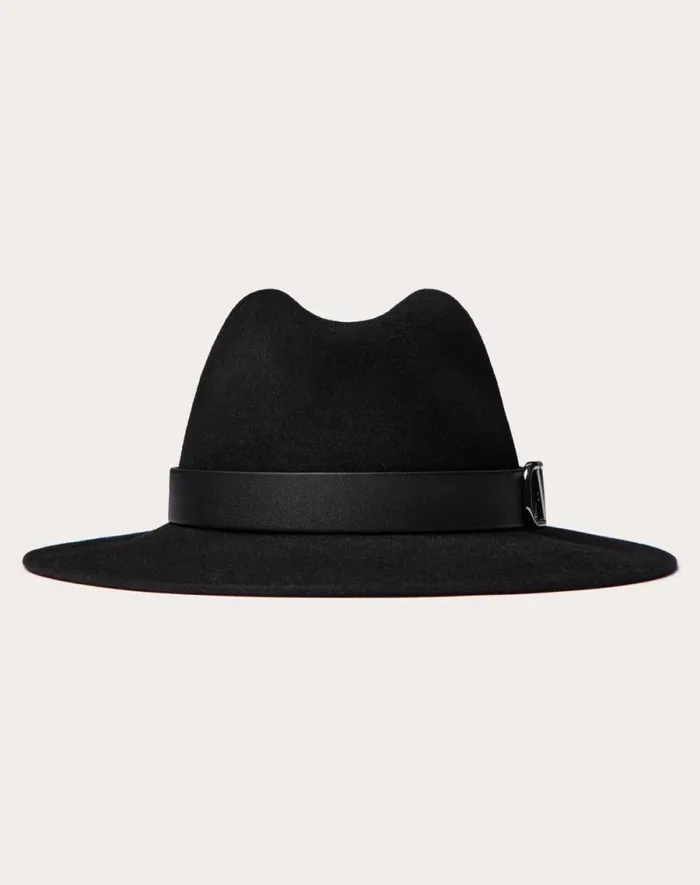 Valentino Hats And Gloves Woman Vlogo Signature Rabbit Fur And Leather Fedora Hat For Woman In Dark Grey Dark Grey Valentino Hats And Gloves Woman Vlogo Signature Rabbit Fur And Leather Fedora Hat For Woman In Dark Grey Dark Grey