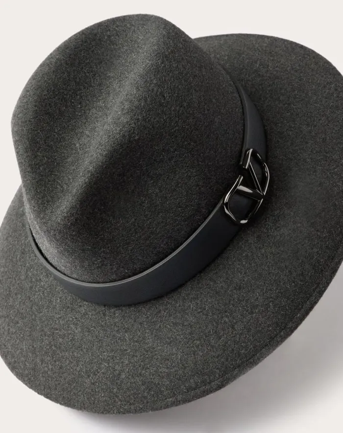 Valentino Hats And Gloves Woman Vlogo Signature Rabbit Fur And Leather Fedora Hat For Woman In Dark Grey Dark Grey Valentino Hats And Gloves Woman Vlogo Signature Rabbit Fur And Leather Fedora Hat For Woman In Dark Grey Dark Grey