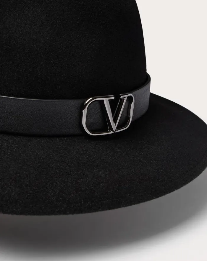 Valentino Hats And Gloves Woman Vlogo Signature Rabbit Fur And Leather Fedora Hat For Woman In Dark Grey Dark Grey Valentino Hats And Gloves Woman Vlogo Signature Rabbit Fur And Leather Fedora Hat For Woman In Dark Grey Dark Grey