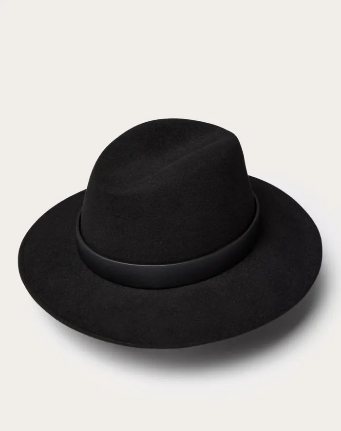 Valentino Hats And Gloves Woman Vlogo Signature Rabbit Fur And Leather Fedora Hat For Woman In Dark Grey Dark Grey Valentino Hats And Gloves Woman Vlogo Signature Rabbit Fur And Leather Fedora Hat For Woman In Dark Grey Dark Grey