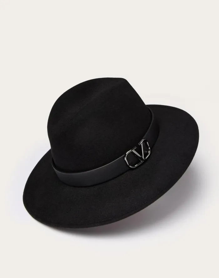 Valentino Hats And Gloves Woman Vlogo Signature Rabbit Fur And Leather Fedora Hat For Woman In Dark Grey Dark Grey Valentino Hats And Gloves Woman Vlogo Signature Rabbit Fur And Leather Fedora Hat For Woman In Dark Grey Dark Grey
