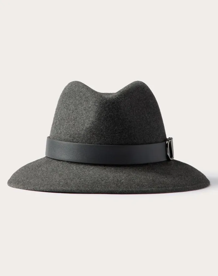 Valentino Hats And Gloves Woman Vlogo Signature Rabbit Fur And Leather Fedora Hat For Woman In Dark Grey Dark Grey Valentino Hats And Gloves Woman Vlogo Signature Rabbit Fur And Leather Fedora Hat For Woman In Dark Grey Dark Grey
