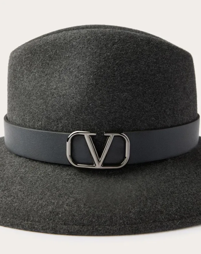 Valentino Hats And Gloves Woman Vlogo Signature Rabbit Fur And Leather Fedora Hat For Woman In Dark Grey Dark Grey Valentino Hats And Gloves Woman Vlogo Signature Rabbit Fur And Leather Fedora Hat For Woman In Dark Grey Dark Grey