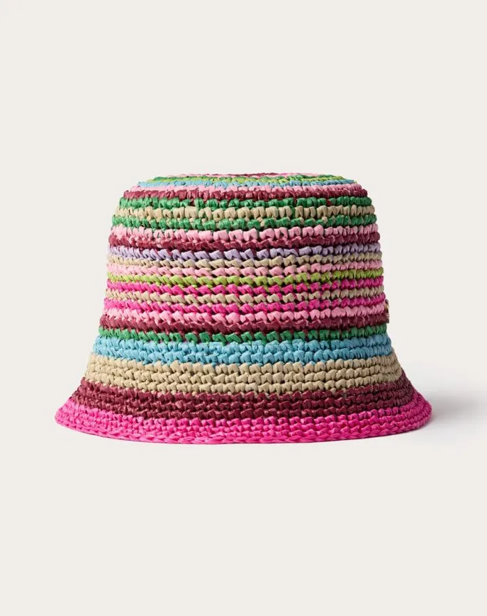 Valentino Hats And Gloves Woman Vlogo The Bold Edition Bucket Hat In Raffia For Woman In Multicolored Multicolored Valentino Hats And Gloves Woman Vlogo The Bold Edition Bucket Hat In Raffia For Woman In Multicolored Multicolored