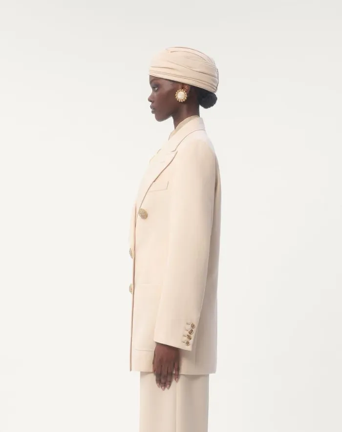 Valentino Jackets And Blazers Woman Blazer In Diagonal Dry Wool For Woman In Ivory Ivory