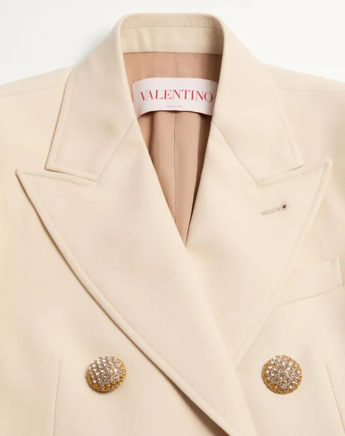 Valentino Jackets And Blazers Woman Blazer In Diagonal Dry Wool For Woman In Ivory Ivory