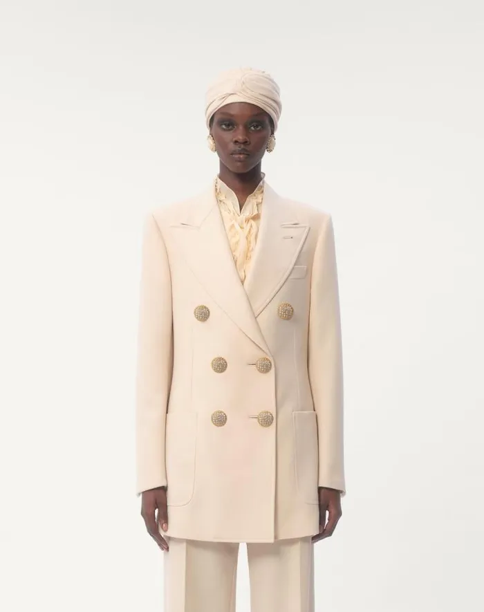 Valentino Jackets And Blazers Woman Blazer In Diagonal Dry Wool For Woman In Ivory Ivory