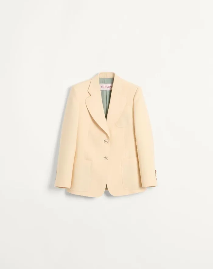Valentino Jackets And Blazers Woman Crepe Couture Blazer For Woman In Birch Birch Valentino Jackets And Blazers Woman Crepe Couture Blazer For Woman In Birch Birch