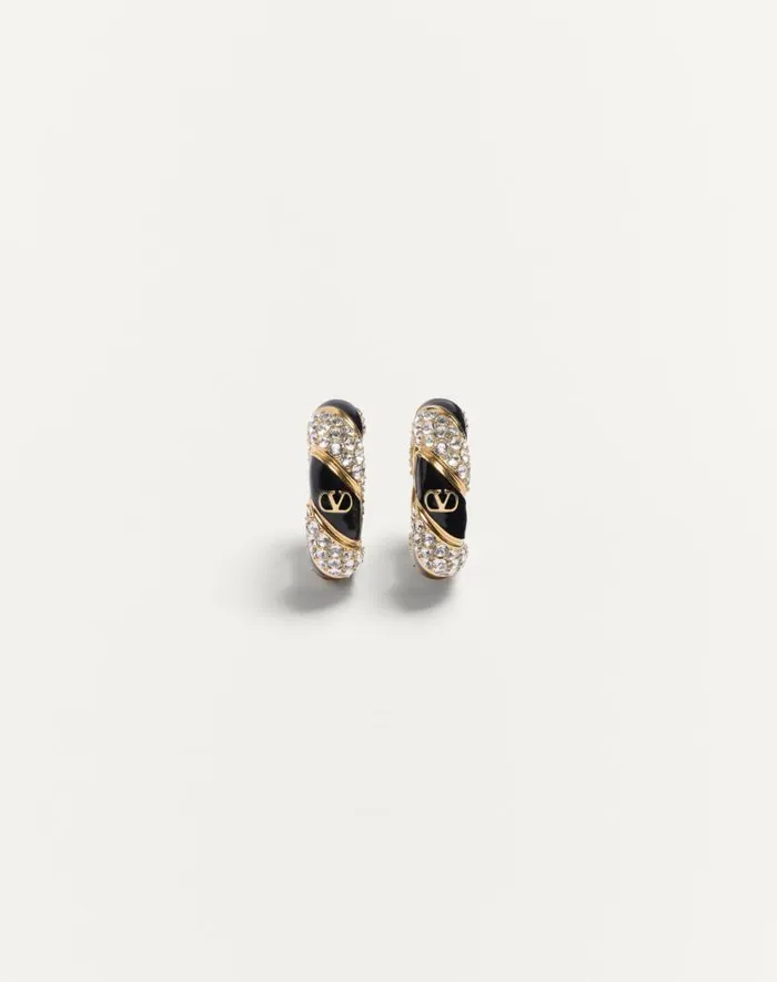 Valentino Jewelry Man Valentino Garavani Pas Plus Earrings In Metal Enamel Pearl And Swarovski Crystals For Man In Goldblackcrystal Goldblackcrystal Valentino Jewelry Man Valentino Garavani Pas Plus Earrings In Metal Enamel Pearl And Swarovski Crystals For Man In Goldblackcrystal Goldblackcrystal