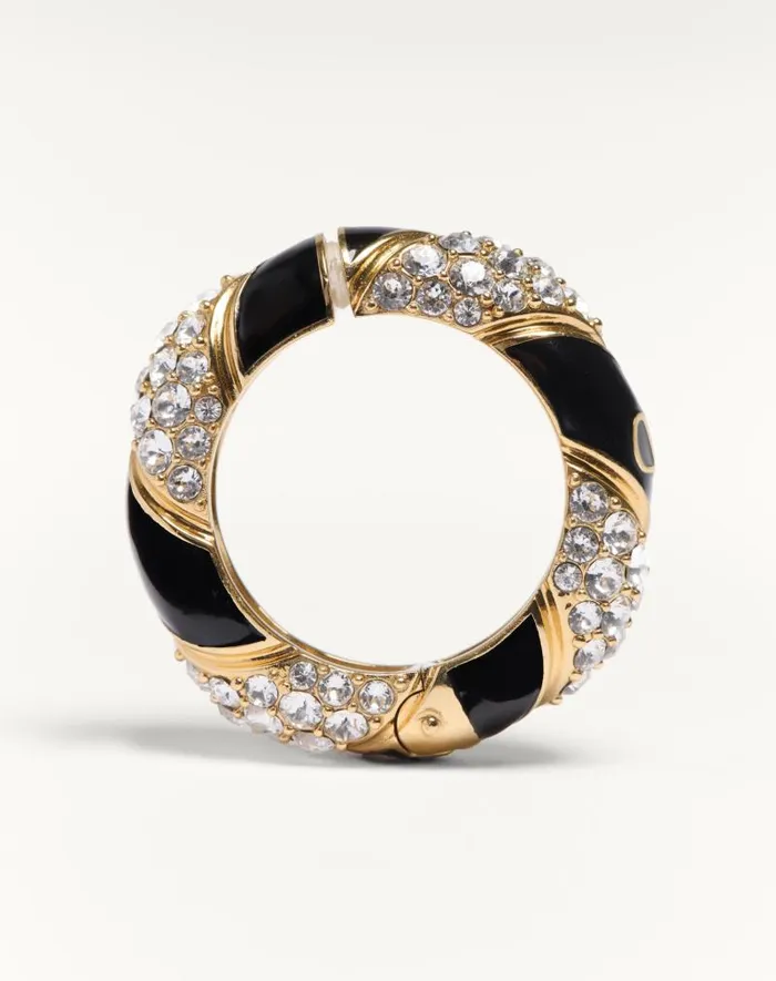 Valentino Jewelry Man Valentino Garavani Pas Plus Earrings In Metal Enamel Pearl And Swarovski Crystals For Man In Goldblackcrystal Goldblackcrystal Valentino Jewelry Man Valentino Garavani Pas Plus Earrings In Metal Enamel Pearl And Swarovski Crystals For Man In Goldblackcrystal Goldblackcrystal