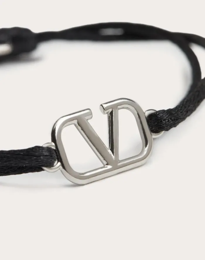 Valentino Jewelry Man Vlogo Signature Cotton Bracelet For Man In English Green English Green Valentino Jewelry Man Vlogo Signature Cotton Bracelet For Man In English Green English Green