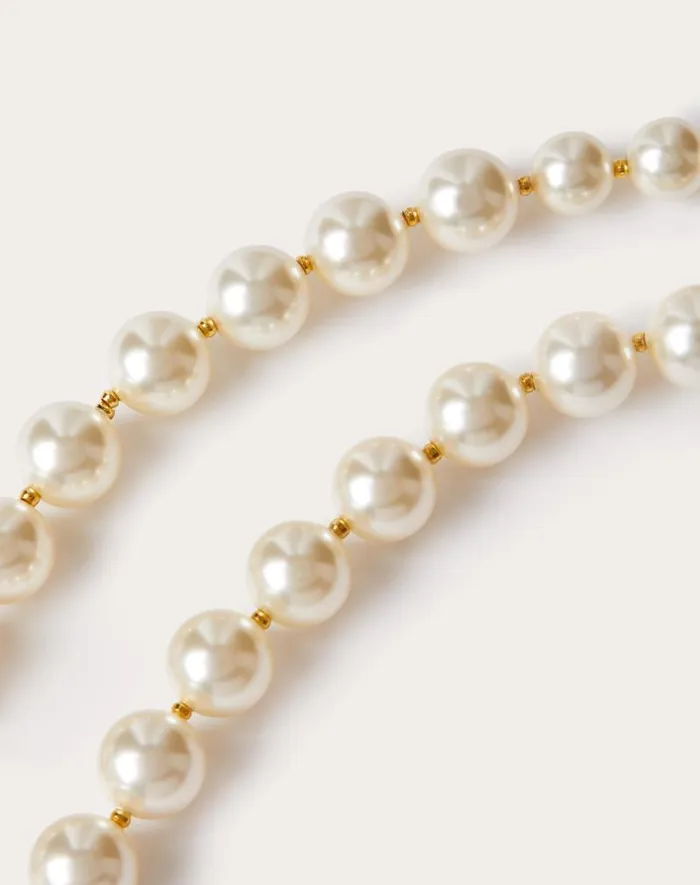 Valentino Jewelry Man Vlogo Signature Metal Choker With Swarovski Pearls For Man In Gold Gold