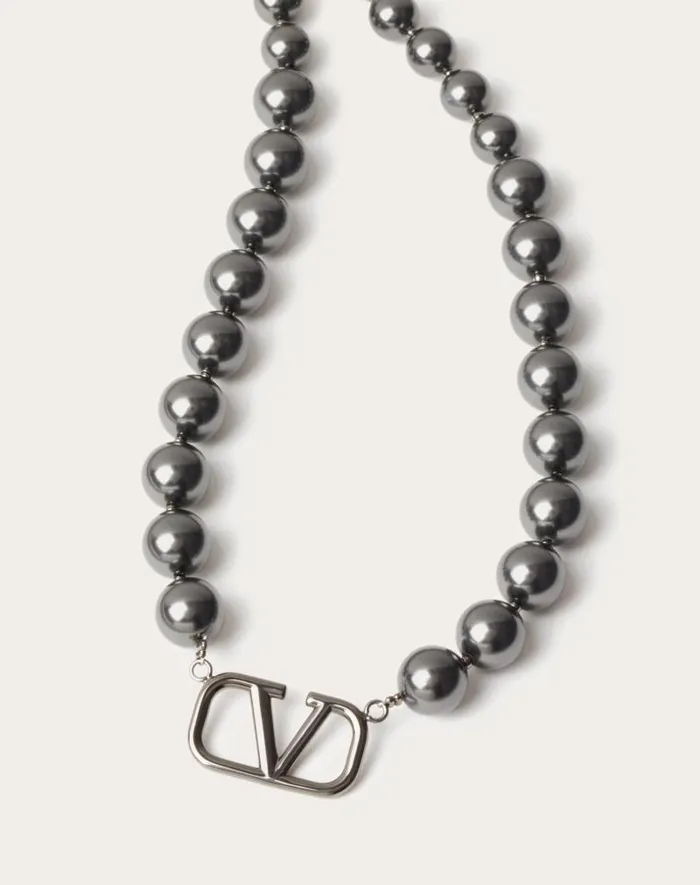 Valentino Jewelry Man Vlogo Signature Metal Choker With Swarovski Pearls For Man In Ruthenium Ruthenium Valentino Jewelry Man Vlogo Signature Metal Choker With Swarovski Pearls For Man In Ruthenium Ruthenium