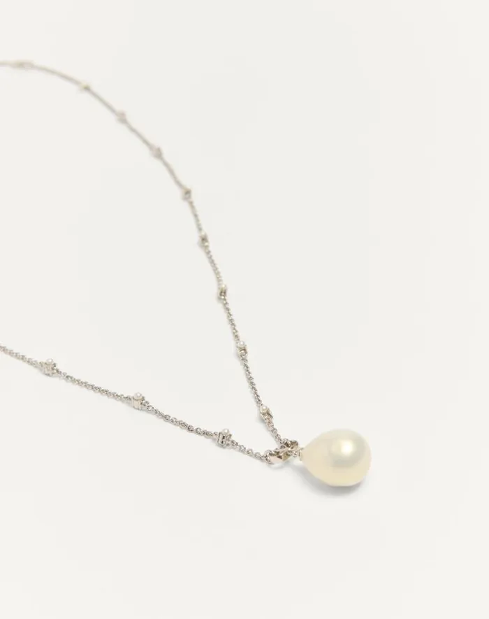 Valentino Jewelry Man Vlogo Signature Metal Pearl And Swarovski Crystal Necklace For Man In Palladiumcreamcrystal Palladiumcreamcrystal