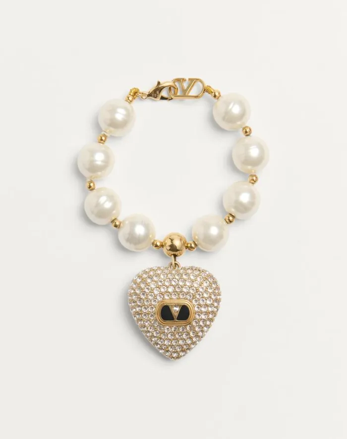 Valentino Jewelry Woman Coeur Royal Bracelet In Metal Enamel Pearl And Swarovski Crystals For Woman In Multicolor Multicolor Valentino Jewelry Woman Coeur Royal Bracelet In Metal Enamel Pearl And Swarovski Crystals For Woman In Multicolor Multicolor
