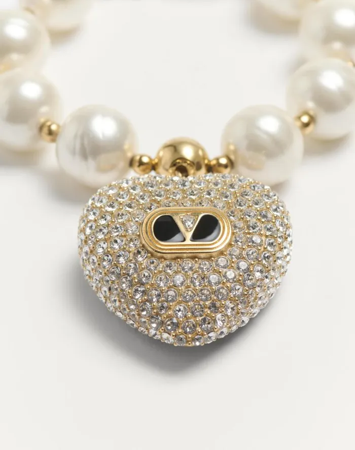 Valentino Jewelry Woman Coeur Royal Bracelet In Metal Enamel Pearl And Swarovski Crystals For Woman In Multicolor Multicolor