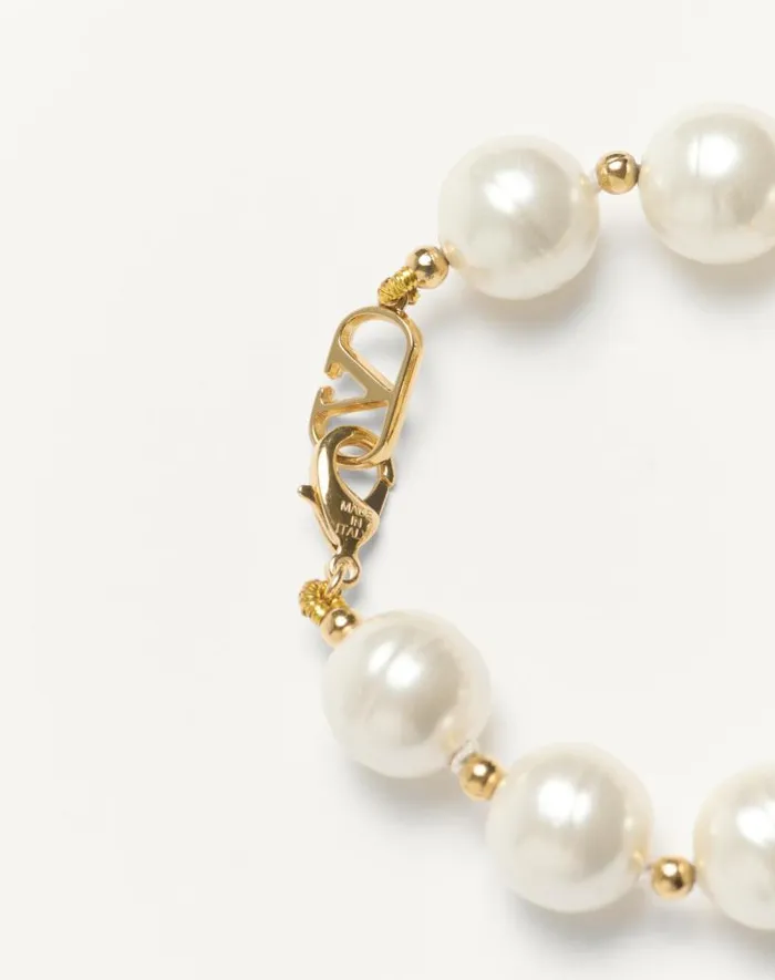 Valentino Jewelry Woman Coeur Royal Bracelet In Metal Enamel Pearl And Swarovski Crystals For Woman In Multicolor Multicolor
