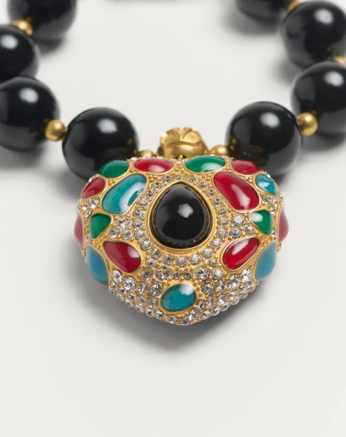 Valentino Jewelry Woman Coeur Royal Bracelet In Metal Resin Enamel And Swarovski Crystals For Woman In Multicolor Multicolor