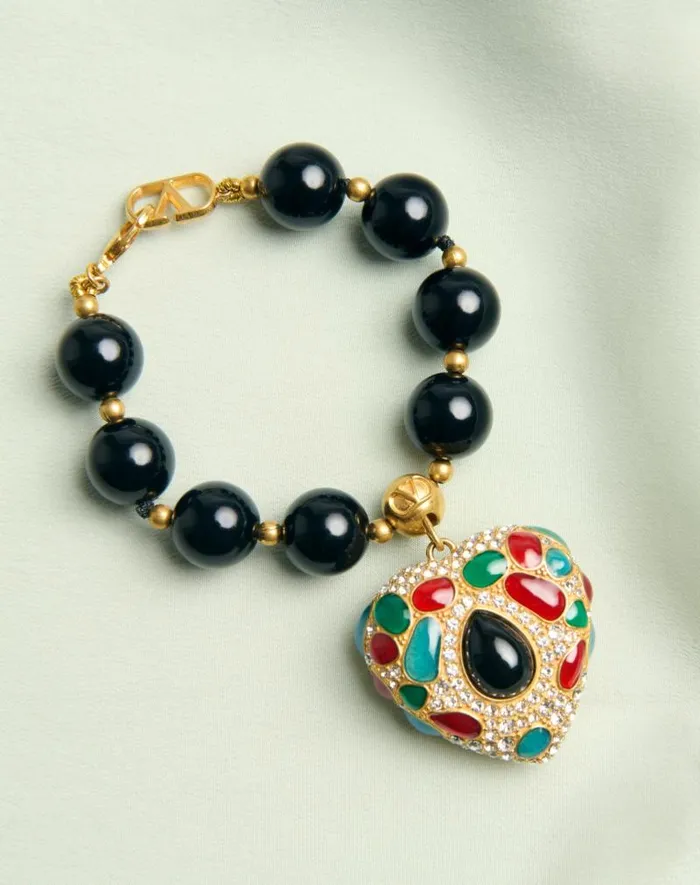 Valentino Jewelry Woman Coeur Royal Bracelet In Metal Resin Enamel And Swarovski Crystals For Woman In Multicolor Multicolor