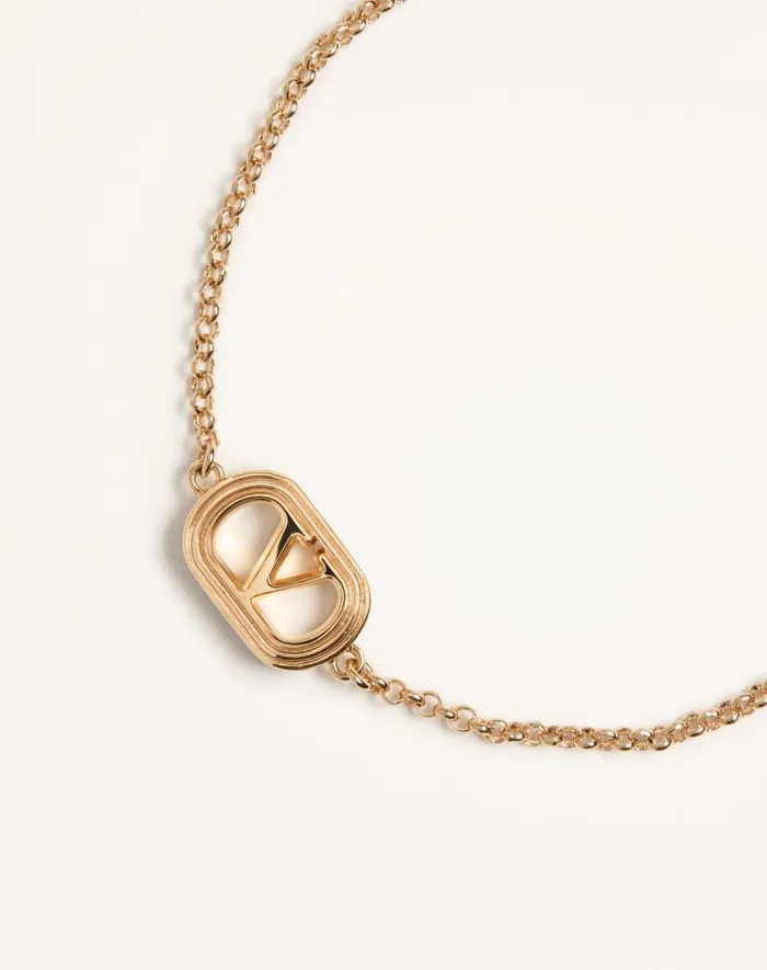 Valentino Jewelry Woman Oval Bracelet In Metal And Swarovski Pearl For Woman In Multicolor Multicolor