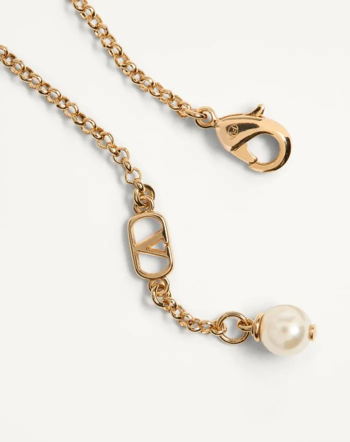 Valentino Jewelry Woman Oval Bracelet In Metal And Swarovski Pearl For Woman In Multicolor Multicolor