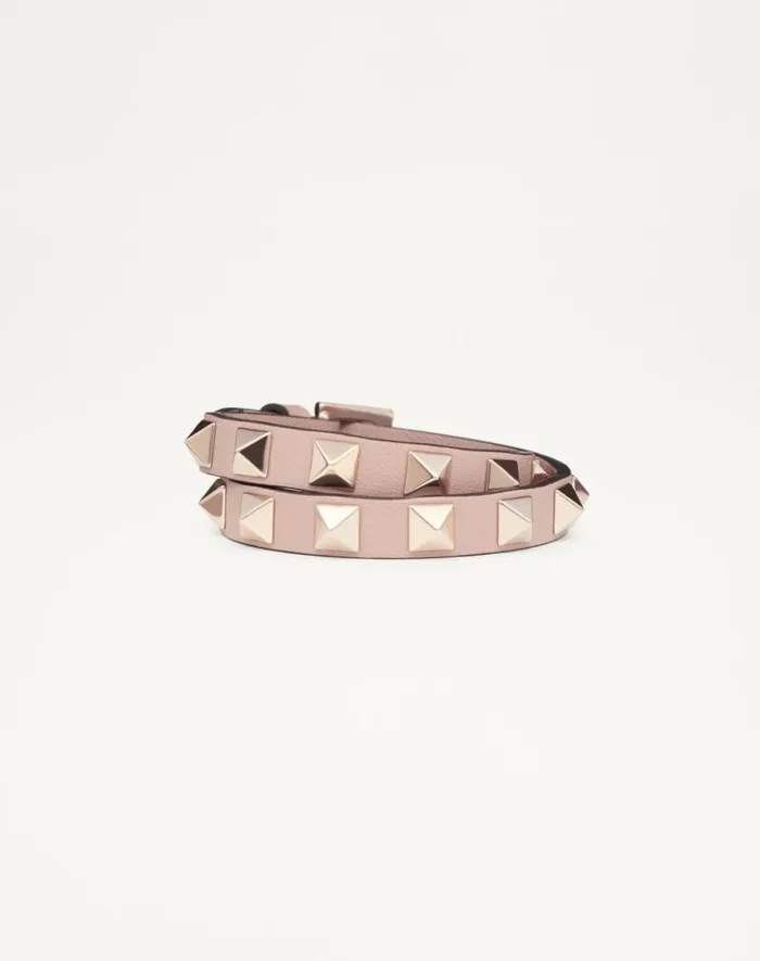 Valentino Jewelry Woman Rockstud Calfskin Doublestrap Bracelet For Woman In Light Ivory Light Ivory Valentino Jewelry Woman Rockstud Calfskin Doublestrap Bracelet For Woman In Light Ivory Light Ivory