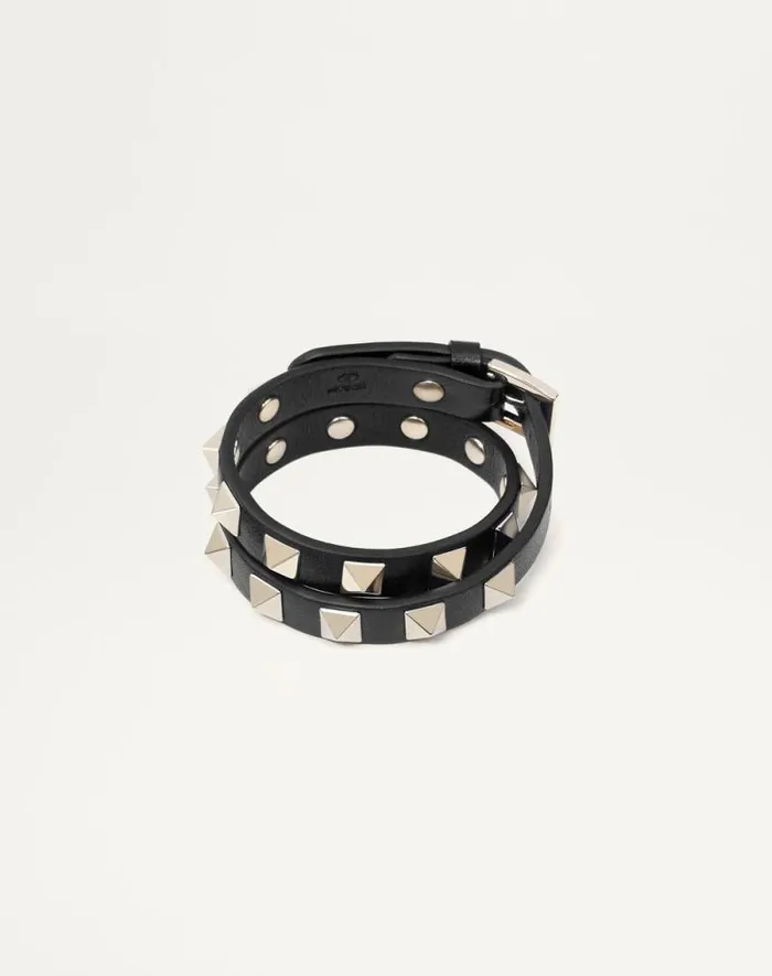 Valentino Jewelry Woman Rockstud Calfskin Doublestrap Bracelet For Woman In Light Ivory Light Ivory Valentino Jewelry Woman Rockstud Calfskin Doublestrap Bracelet For Woman In Light Ivory Light Ivory