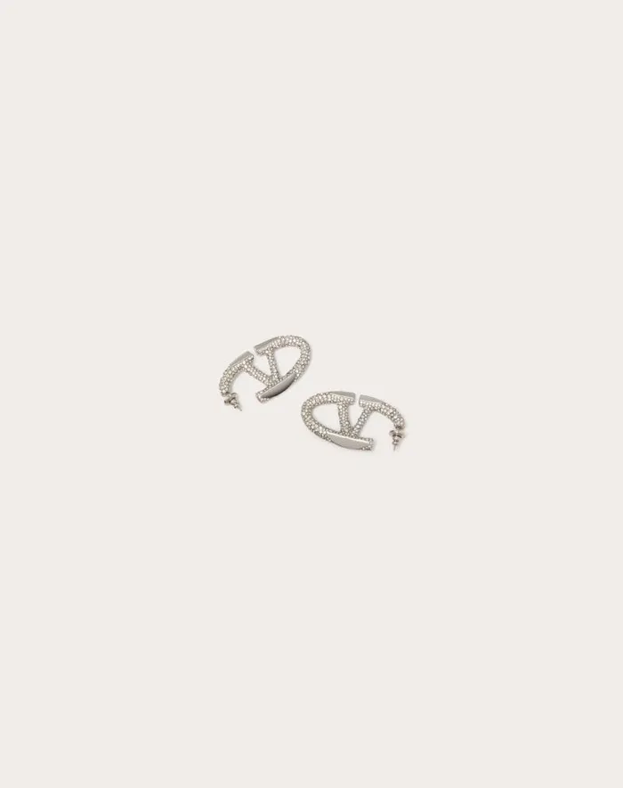Valentino Jewelry Woman The Bold Edition Vlogo Metal And Swarovski Crystal Earrings For Woman In Palladiumcrystal Palladiumcrystal Valentino Jewelry Woman The Bold Edition Vlogo Metal And Swarovski Crystal Earrings For Woman In Palladiumcrystal Palladiumcrystal